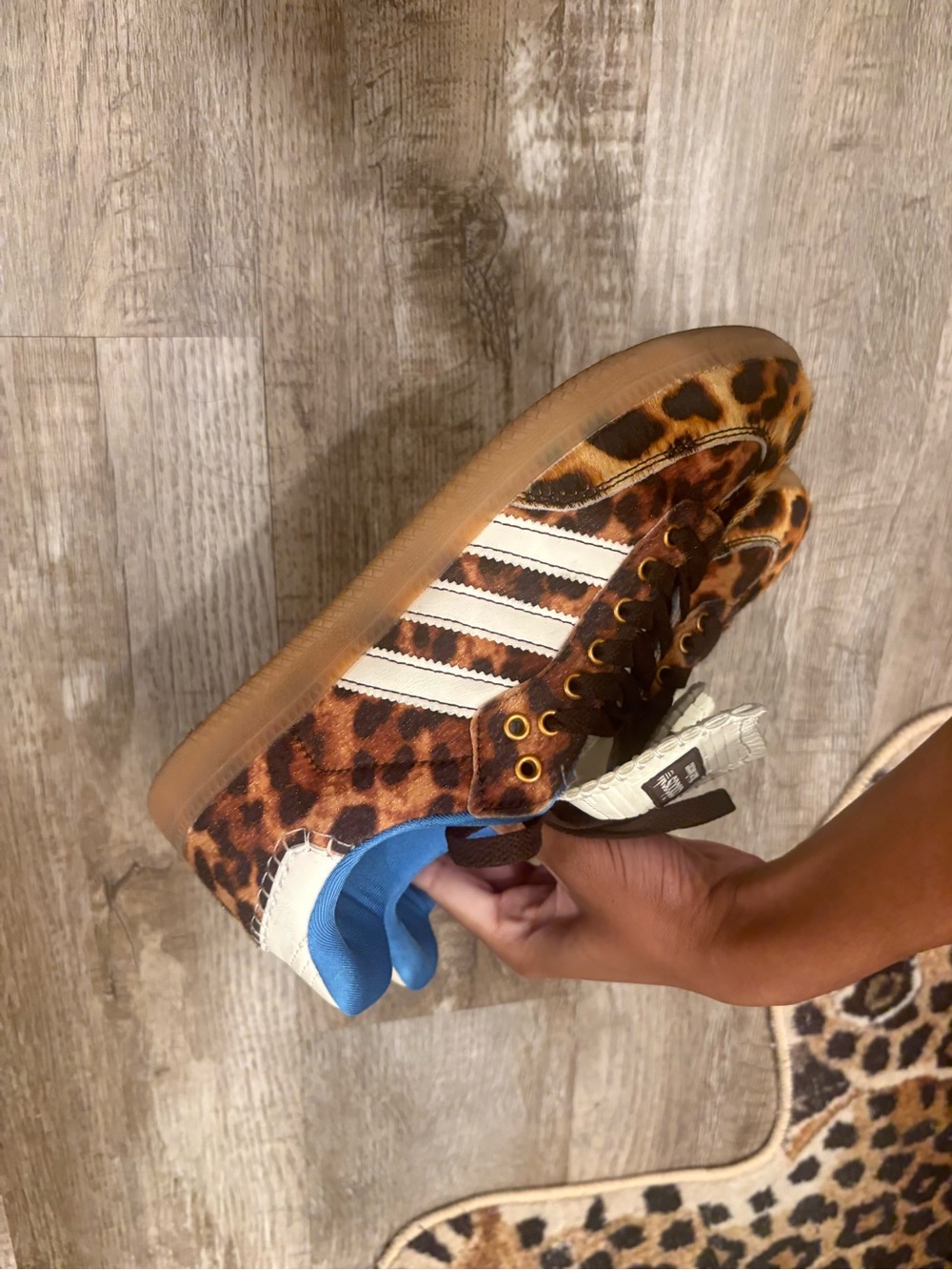 adidas Leopard-Print Women's Sneakers with White Stripes